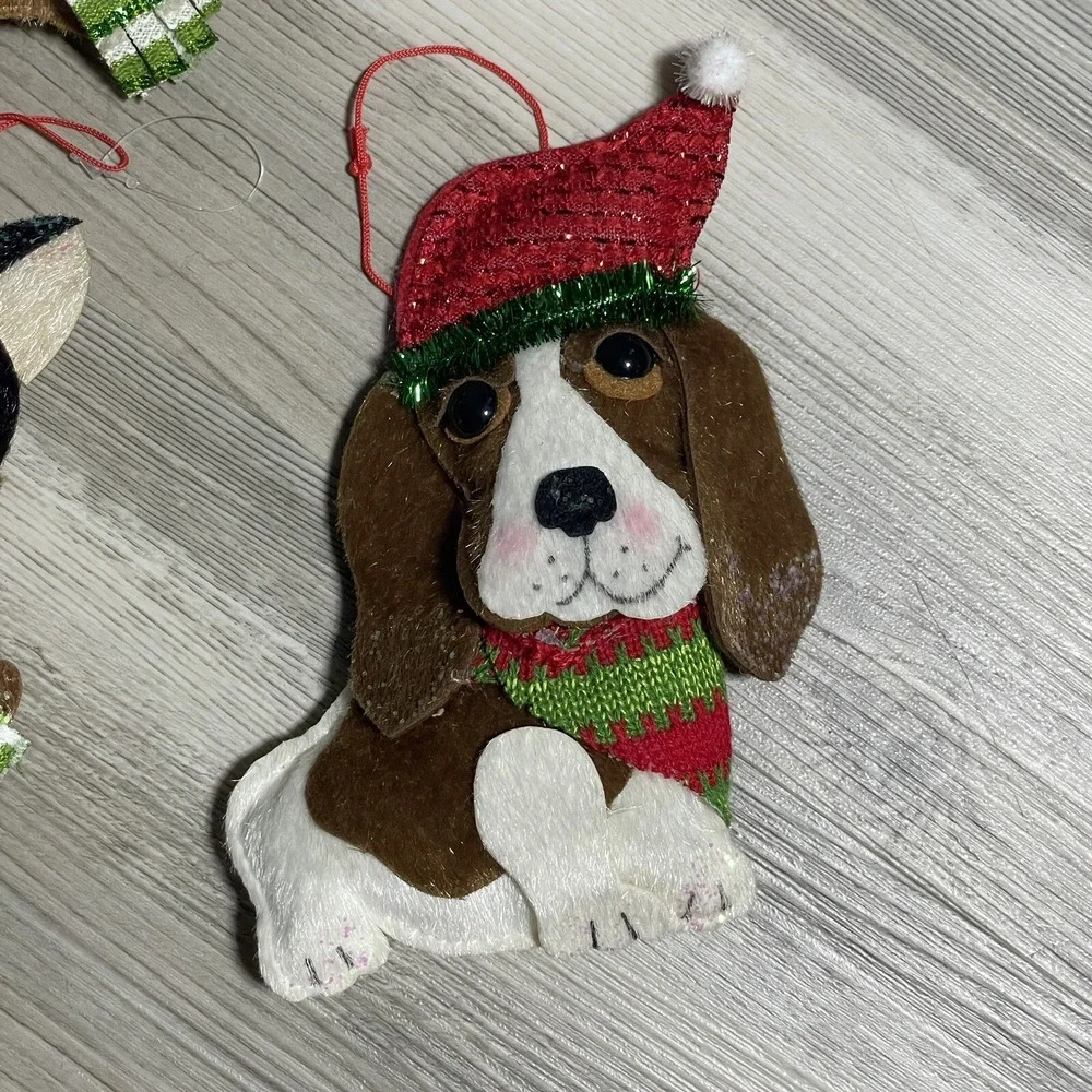 Cat Dog Christmas Ornaments 3D Felt Textured Embellished Stuffed‎ Multicolor 8